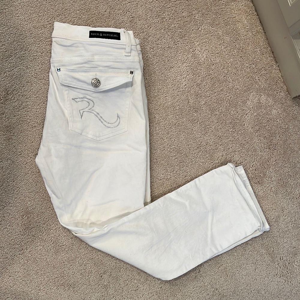 Rock & Republic crop White Jeans 12